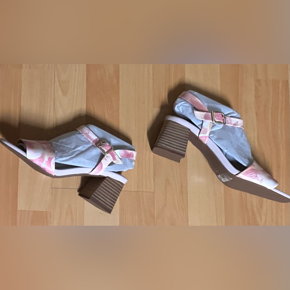Rockport X Oh Joy! Collaboration Pink Multi Block Heel Sandal: Size 7.5 - Picture 8 of 8